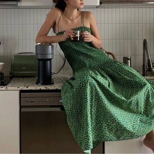 COS Green Printed Midi Dress